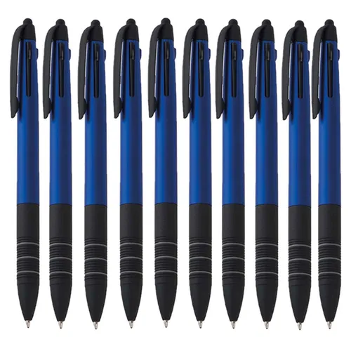 10er Set 3-Farb Kugelschreiber mit Touch Stylo Metallic Finish Ergonomisch