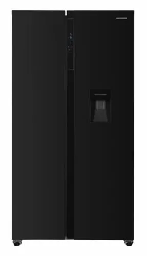 HEINNER HSBS-HS519NFBKE++ Side-by-Side Kühlschrank – 519 L Gesamtkapazität, Energieklasse E, Full No-Frost, Inverter-Kompressor, LED-Touch-Display, Edelstahl-Design, 5-Jahres-Garantie