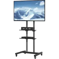 VEVOR Mobiler TV-Ständer für 32-70-Zoll-Fernseher - TV-Halterungen mit Rollen und einem praktischen Tablett, ideal für flexible Nutzung und einfache Anpassung der Höhe zwischen 1510–1696 mm.