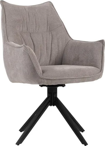 MR. DEKO Diningsessel Ginosa Light Grey - Drehbar & Modern - Klappstuhl mit drehbarer Sitzschale und Armlehnen, ideal für gesellige Abende und hohen Komfort im Esszimmer oder Wohnzimmer.