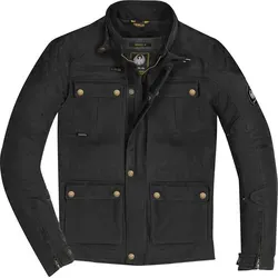 Merlin Yoxall II Motorrad Wachsjacke, schwarz, Größe XL - Motorradjacke aus 12oz Seidenwachs-Baumwolle mit wasserdichter Reissa Active® Membran und stilvollen schottischen Tartan-Panels für optimale Funktionalität und Look.