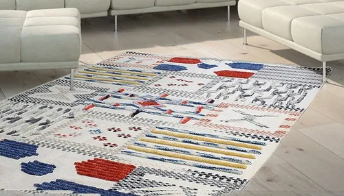 Kayoom Teppich Empire 110 – Rechteckiger Ethno-Teppich in Beige - Teppich aus 80% Wolle und 20% Baumwolle, handgewebt mit kreativem Ethno-Design, perfekt für stilvolle Wohnräume. Größe: 160 cm x 230 cm, Höhe: 15 mm.