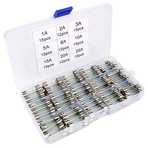 Gebildet 126Stück 6×30mm Glassicherung, Fast-Schlag Glassicherung Glasrohr Assortierte Kit (250V Amp 1A 2A 3A 5A 6A 10A 15A 20A 25A)