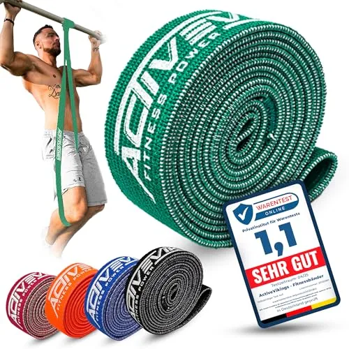 ActiveVikings® Pull-Up Stoff Fitnessbänder - Perfekt für Muskelaufbau - Fitnessband Klimmzugbänder Widerstandsbänder