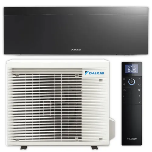 DAIKIN Split Klimaanlage Set | Emura 3 | FTXJ42A+RXJ42A9 | Mattschwarz | 4,2 kW - Klimaanlage für Räume bis ca. 50 m² mit modernem Design. Kühlen, Heizen und Lüften in einem Gerät. Ausgestattet mit intelligenten Sensoren für optimalen Komfort.