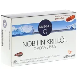 Nobilin Krillöl Omega-3 Plus Kapseln 60 St - Arzneimittel zur Unterstützung der Herz- und Gehirnfunktion, enthält wertvolle Omega-3-Fettsäuren aus Krillöl, rezeptfrei erhältlich.