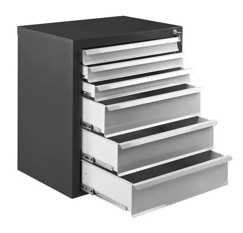 ADB Schubladenschrank MAMMUT - 6 Schubladen aus Stahl - Hochwertiger Mehrzweckschrank mit 6 pulverbeschichteten Schubladen und Zentralschließung für sichere Aufbewahrung. Ideal für Büro, Werkstatt oder Haushalt. Erhältlich in drei Farben.