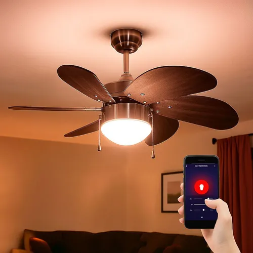 Smart LED Deckenventilator mit RGB Farbwechsel und App Steuerung - Ventilatoren: Leistungsstarker und geräuscharmer Deckenventilator mit einstellbarem Rücklauf, ideal zur Heizkostenersparnis und für kühlende Luftzirkulation. Steuerung per App und Sprachbefehlen möglich.