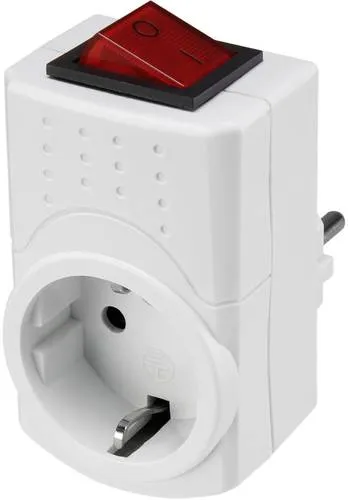 Sygonix SY-5045292 Schaltbare Zwischensteckdose 2polig Weiß - Überspannschutz & Mehrfachstecker, 2poliger beleuchteter Schalter für einfache Bedienung und Sicherheit im Haushalt.