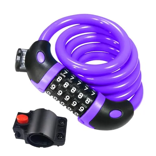 REHKITTZ Fahrradschloss 120cm/12mm – Hochsicheres 5-Stelliges Zahlenschloss