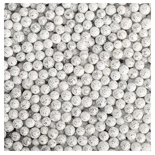 com-four® Weihnachtsdeko - wunderschöner Kunstschnee für Weihnachten - Schneeball als Verzierung für Tisch, Tür und Fenster (silberfarben - klein)