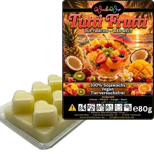 WonderWax Duftwachs Wax Melts für Duftlampe, 6 Herzen Duftmelt Wachsmelt Sojawachs Duftwachs Würfel für Raumdüfte, Wachs Duftöl Winter Indoor Schmelzen für Aromalampe Tutti Frutti