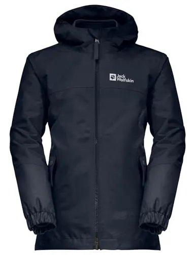 Jack Wolfskin Mädchen Iceland 3in1 G Jacket, night blue - Funktionsjacke für Mädchen, wasserdicht und atmungsaktiv mit warmer Fleece-Innenjacke, ideal für wechselhaftes Wetter und aktiv draußen.