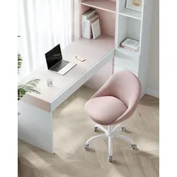 SONGMICS 2Set Homeoffice Drehstuhl Rosa - Vielseitiger und stilvoller Drehstuhl für Büro und Zuhause. Kompakt, höhenverstellbar und platzsparend. Genießen Sie hohen Sitzkomfort mit atmungsaktivem Bezug und einfacher Montage.