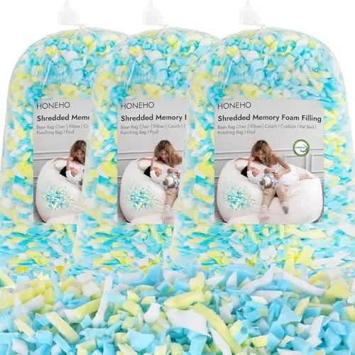 Produktbild HONEHO 6.6kg Memory Foam-Füllung für Sitzsäcke, Hinzufügen von Gelpartikeln, gemütlich und weich, ideal zum Füllen von Sitzsäcken für Kinder, Kissen, Hundebetten, Sofakissen