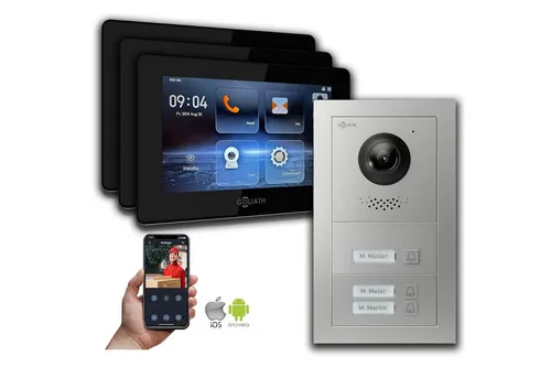 Goliath Hybrid Full-HD Video Türsprechanlage - Haus-Alarmanlagen mit 180° Ultra-Weitwinkel, interaktiver App und modularer Türstation für 3-Familienhäuser - Sicherheit und Komfort vereint.