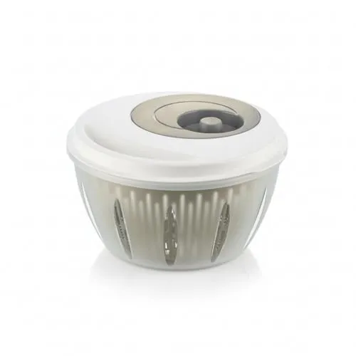 hausleben Salatschleuder 4,5L BPA-frei – Salatspinner mit Deckel, Abtropfsieb & Schüssel – 3-in-1 Salatschüssel Set zum Waschen und Trocknen von Salat, Gemüse & Kräutern (Beige)