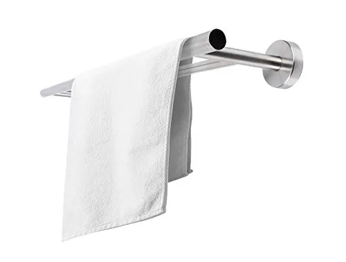 Jan Max Badetuchhalter ohne Bohren Doppelhalter für 60cm Handtuchbreite, Handtuchhalter Wand aus gebürstetem Edelstahl, Handtuchstange zum Kleben statt Bohren für Bad