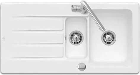 Villeroy & Boch Architectura 60 XR - 3365 02 R1 Keramikspüle mit Excenterbetätigung - Sanitäranlagen & Zubehör, elegante ceramicplus-Spüle in Weiß (alpin) mit praktischer Excenterbetätigung für einfachen Zugriff.