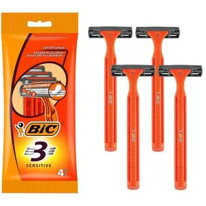 Bic Nassrasierer 3 Sensitive, Einwegrasierer, für Herren, 3-fach Klinge, 4 Stück