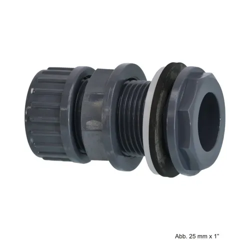 bevo Wasserrohr PVC-U Durchführung, Klemm x AG, 10 bar, 20 mm x 3/4