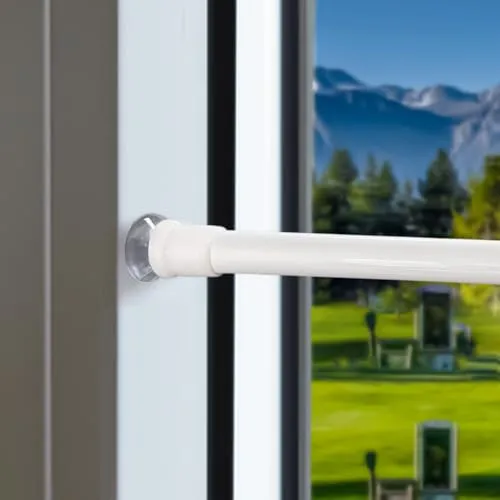 Stücks Klemmstange Gardine Gardinenstange ohne Bohren, mit Saugnäpfen Montage ohne Bohren, für Fenstergardine, Bistrogardine- Weiß, 60-80cm 2
