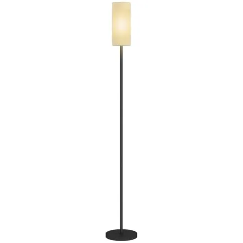 HOMCOM Stehlampe, Stehleuchte mit Lampenschirm aus Stoff, E27 Fassung, Standlampe Standleuchte mit Fußschalter für Wohnzimmer, Schlafzimmer, exkl. Leuchtmittel, Weiß