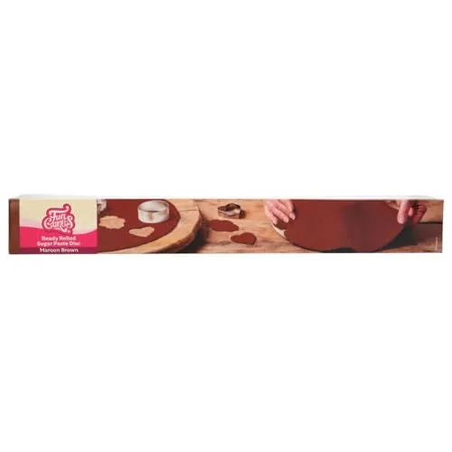 FunCakes Ausgerollte Rollfondant Disc Maroon Brown: Köstliches Vanille-Aroma, bereits gerollt, einfach zu verwenden, perfekt für die Kuchendekoration, 430 g