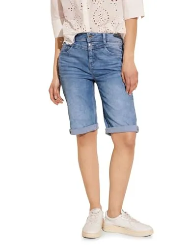 Street One Damen Jeans Bermuda Shorts - Damen-Shorts mit High Waist und Slim Legs, lässig gekrempelt – der perfekte Allrounder für den Sommer!