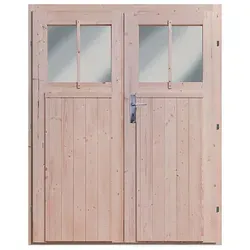 Karibu Doppelflügeltür für Wandlitz 19 mm - Zubehör für Gartenhäuser, naturbelassen mit Türschloss und Rahmen, ideal für eine stilvolle und sichere Zugangsoption.