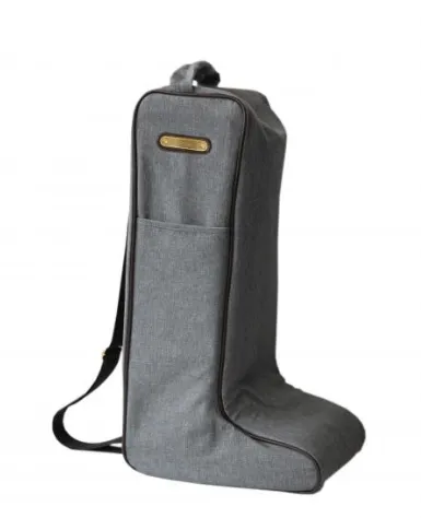 Stiefeltasche grau - Kentucky - Reiten: Schützt Ihre Stiefel mit Kunstfell, bietet ein praktisches Namensschild und ist mit einem bequemen Griff ausgestattet.