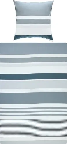 REDBEST Bettwäsche, Bettgarnitur Renforcé anthrazit Größe 80x80 cm / 155x220 cm - mit praktischem Reißverschluss anschmiegsam, strapazierstark, 100% Baumwolle