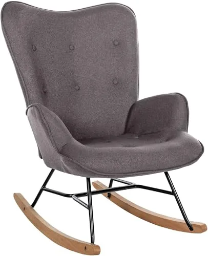 CLP Schaukelstuhl Sanka - Dunkelgrau - Schaukelstuhl mit bequemer Polsterung und stabilen Holzkufen, ideal für entspanntes Sitzen und Relaxen. Wählen Sie aus 6 Farben für Ihr Zuhause!