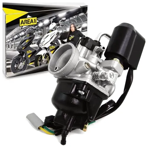 Area1 Ersatz Vergaser 17,5mm für 50ccm Roller - Vergaseranlagen für 50ccm 2-Takt Roller, inklusive elektrischem Choke und vorab abgestimmt für optimale Leistung. Ideal für getunte Motoren und einfach zu montieren!
