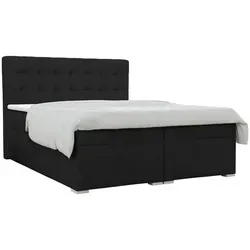 Deine Möbel 24 Boxbett Claudia, Schwarz, 200x200 cm - Boxbett Claudia in elegantem Schwarz mit 7-Zonen Taschen-Federkernmatratzen für optimalen Komfort. Integrierte Bettkästen bieten zusätzlichen Stauraum. Pflegeleichter Kaltschaum-Topper, abnehmbar und waschbar, sorgt für hygienischen Schlaf.