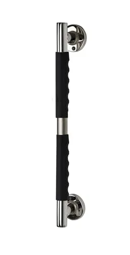 Ridder Wandgriff Ken - 60 cm, belastbar bis 110 kg, schwarz/silberfarben - Behinderten-Bedarf, ergonomisch geformt mit Antirutschbeschichtung, ideal für sicheres Halten im Badezimmer.