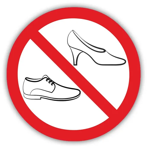 Verbots-Aufkleber Schuhe verboten I rund Ø 10 cm I hin_124
