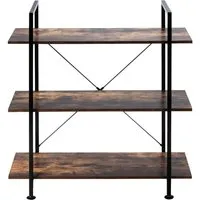 Costway 3-stufiges Bücherregal mit Metallrahmen 90 x 36 x 99 cm - Praktisches Bücherregal mit 3 offenen Ablagen für Bücher, Pflanzen und mehr. Robuste Bauweise aus Spanplatten und Eisen sorgt für Stabilität. Das stilvolle Retro-Industriedesign wertet jeden Raum auf.