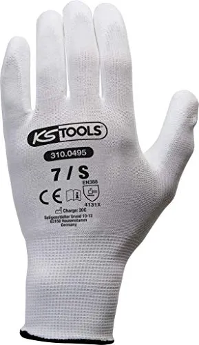KS Tools 310.0495 Feinstrickhandschuhe 12St. - Arbeitshandschuhe mit PU-Beschichtung, besonders luftdurchlässig und ideal für präzise Arbeiten mit Kleinteilen.