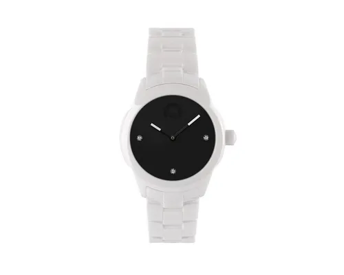 KRAFTWORXS Quarzuhr FML 2BW S schwarz - Elegante Quarzuhr mit analoger Anzeige, wasserdicht bis 5 bar. Das schwarze Keramikgehäuse und das weiße Armband verleihen einen modernen Look. Perfekt für jeden Anlass!