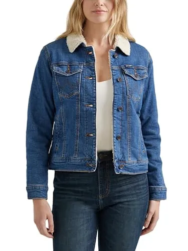 Produktbild Wrangler Damen Jacke mit Sherpa-Futter im Retro-Stil, Denim, S