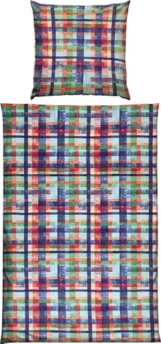 Erwin Müller Bettwäsche Mako-Satin karo bunt Größe 80x80 cm / 135x200 cm - temperatur- und feuchtigkeitsausgleichend, sanft zur Haut, mit Reißverschluss