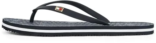 Tommy Hilfiger Damen Flip Flops Strap Beach Sandals, Blau (Space Blue), Größe 39 - Sandalen mit hochwertigem Design und optimaler Passform, ideal für warme Tage und vielseitig kombinierbar.