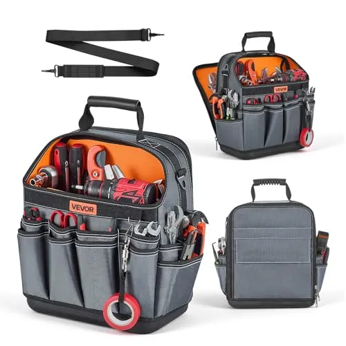 VEVOR Offene Werkzeugtasche 33,5x23x39cm – Robuster Werkzeug-Organizer mit 39 Fächern