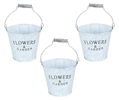 Levandeo® Kräutertopf, 3er Set Pflanztopf Metall H13cm Weiß Gewischt Kräutertopf Mini