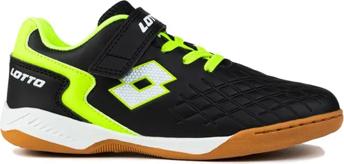 Lotto Unisex Kinder Dasher Sneaker, Black Fr Yellow, 35 EU - Sneaker für Jungen mit nichtfärbender Sohle, elastischer Schnürung und Klettverschluss – ideal für Schul- und Hallensport!