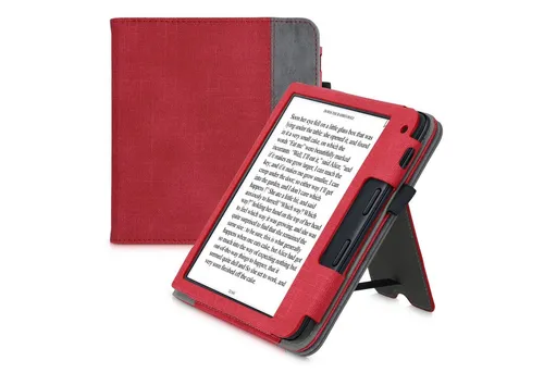 kwmobile E-Reader-Hülle Flip Schutzhülle für Kobo Libra 2, Handschlaufe - Cover Wildleder-Optik