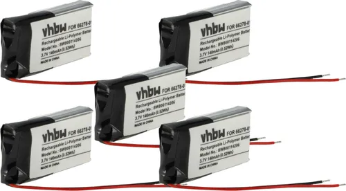 vhbw 5x Akku kompatibel mit Plantronics Avaya AWH75N Wireless Headset Kopfhörer (140 mAh, 3,7 V, Li-Polymer)