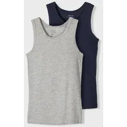Name It Unterhemd NKMTANK für Jungen mit Rundhals und elastischem Tragekomfort (Packung, 2-St) normal, Jersey, eingefasste Kante, Rundhals grau 146/152