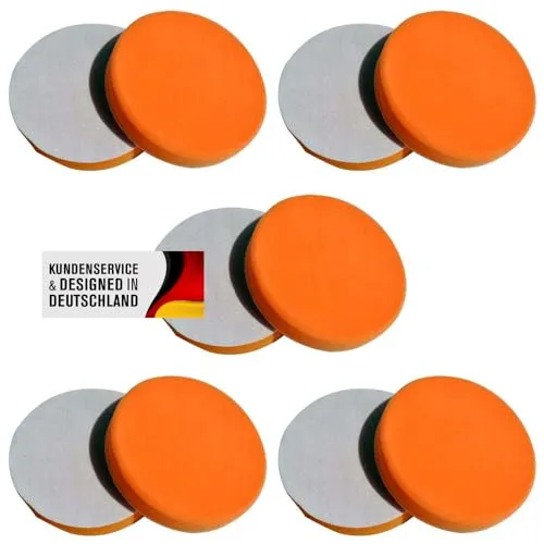 Duke-Handel Polierschwamm 180mm MEDIUM - Set mit 10 Polierpads - Autoreinigung & Pflege - Hochwertige Polierpads mit Klett-Aufnahme, auswaschbar und reißfest. Ideal für professionelle Fahrzeugaufbereitung und Lackschadenbearbeitung.